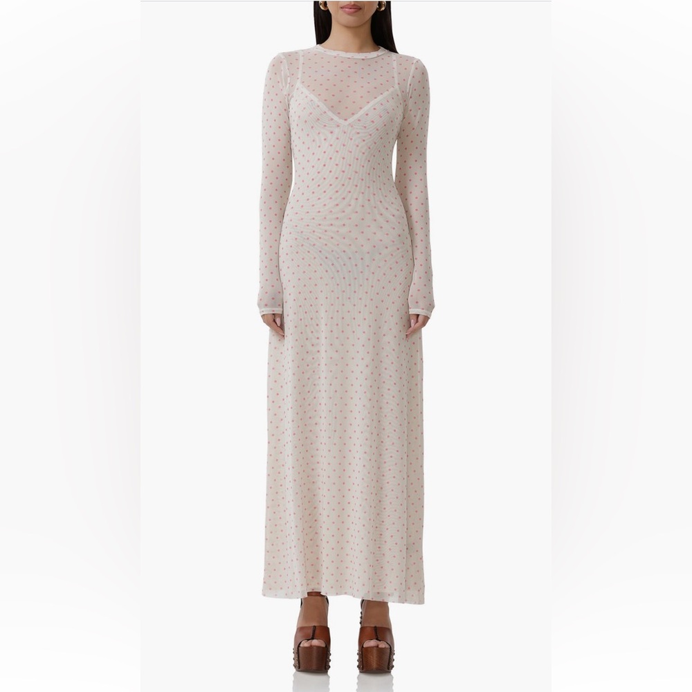 AFRM Paola Pink Polka Dot Maxi Dress